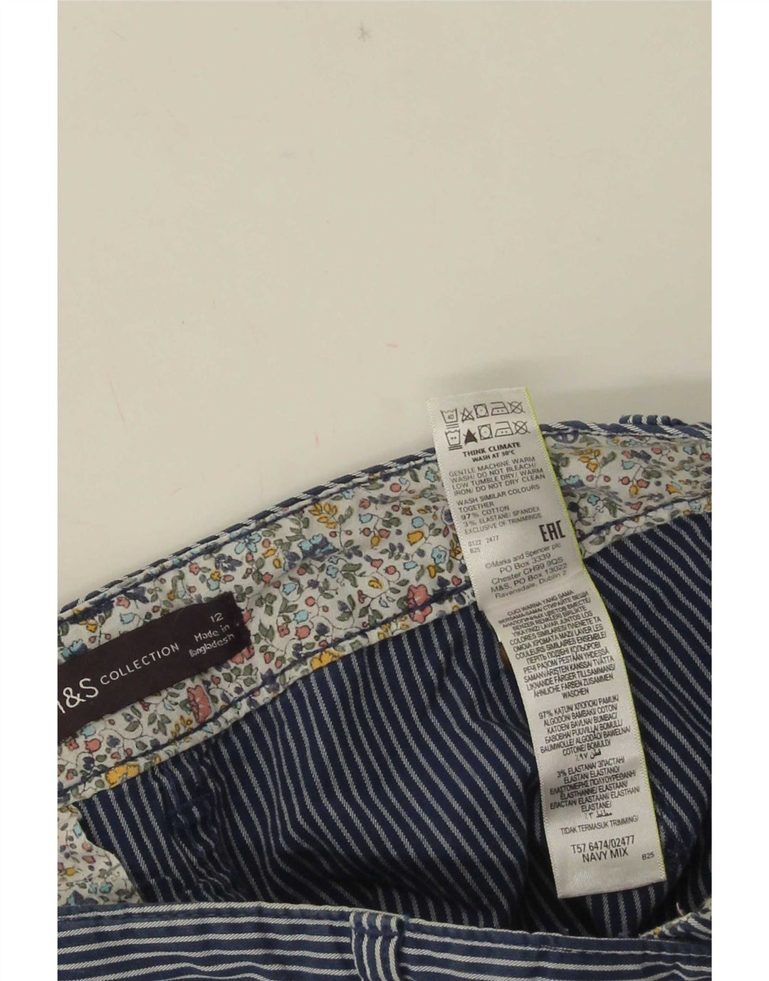 Marks & Spencer Womens Cropped Trousers UK 12 Medium W30 L26 Navy Blue