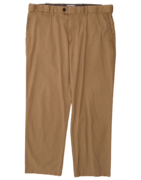 Marks & Spencer Mens Regular Fit Suit Trousers W38 L29 Beige Cotton