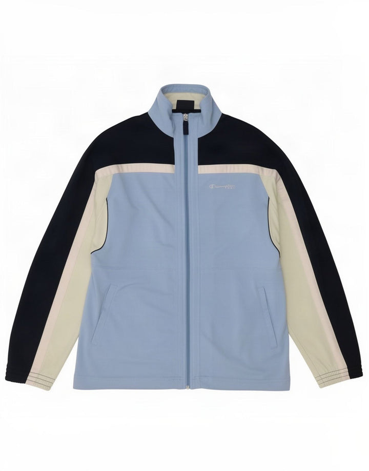 Champion Boys Tracksuit Top Jacket 13-14 Years Blue Colourblock Polyester