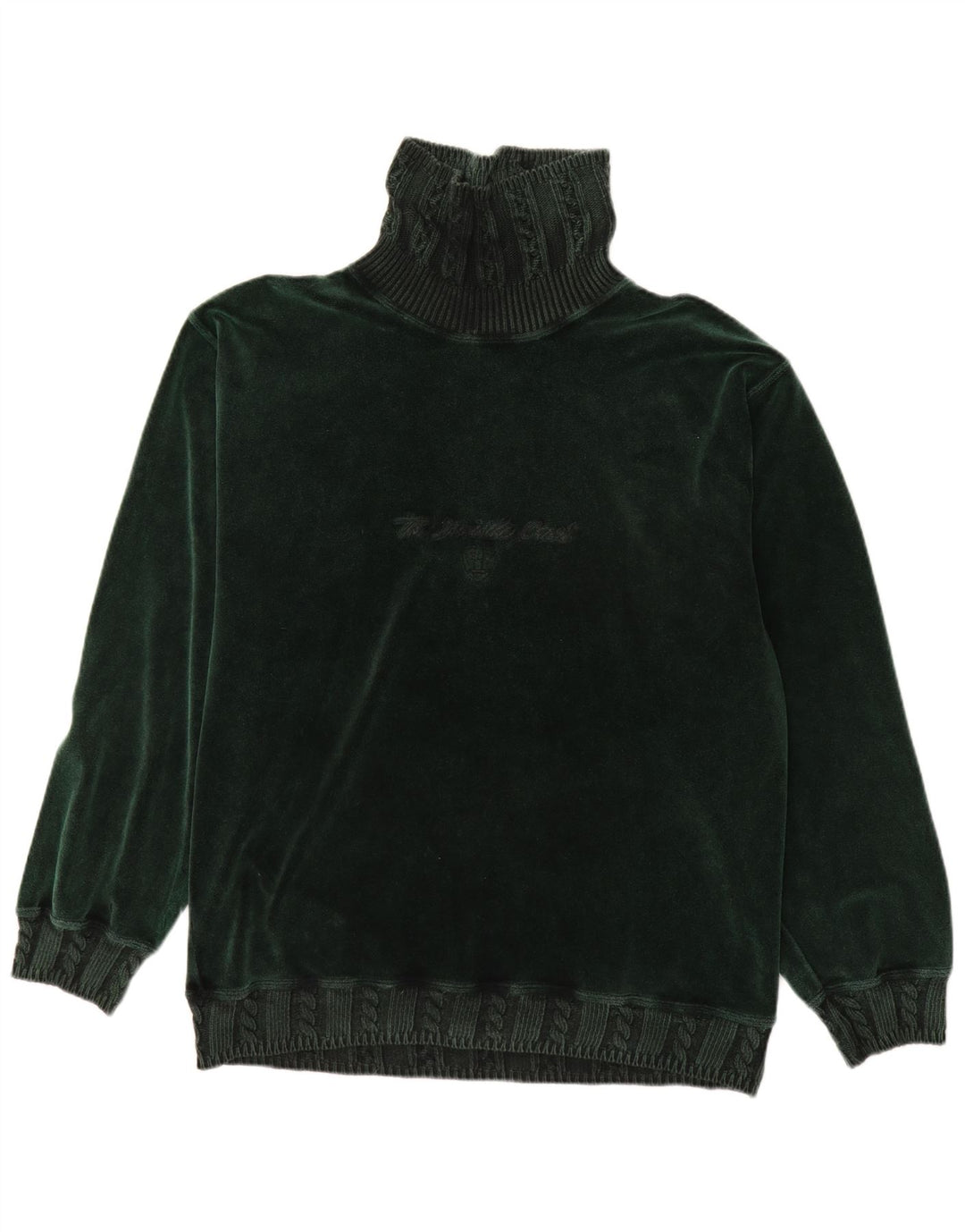 Belfe Mens Roll Neck Graphic Top Long Sleeve Large Green Cotton
