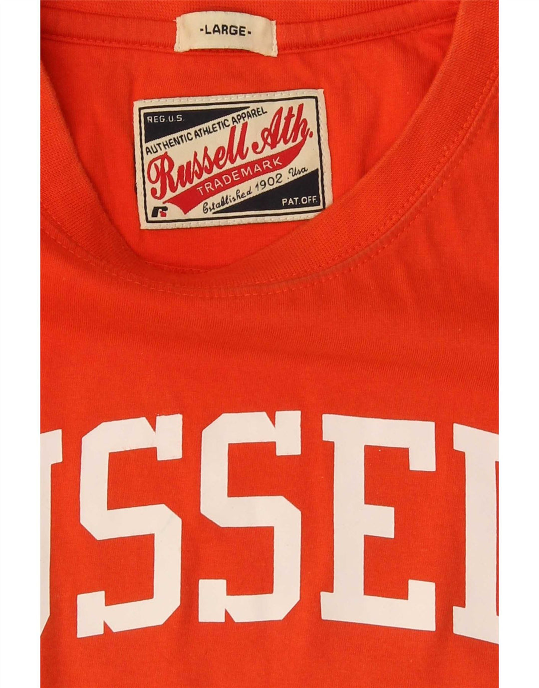 Russell Athletic Mens Graphic T-Shirt Top Large Orange