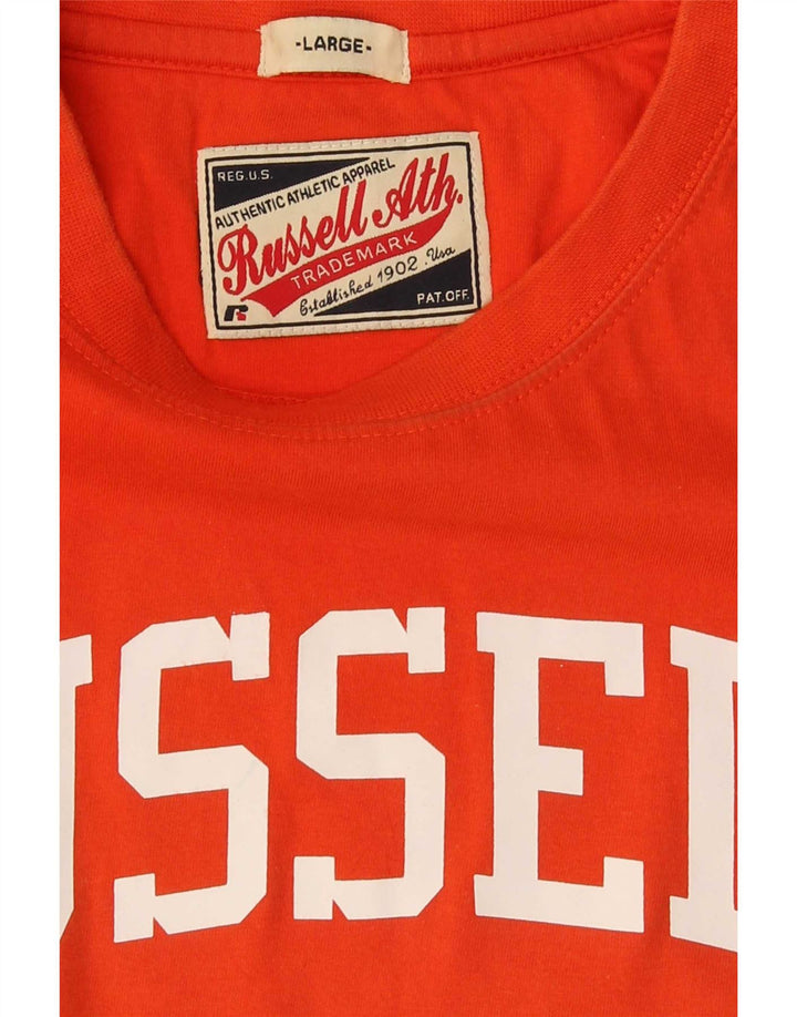 Russell Athletic Mens Graphic T-Shirt Top Large Orange