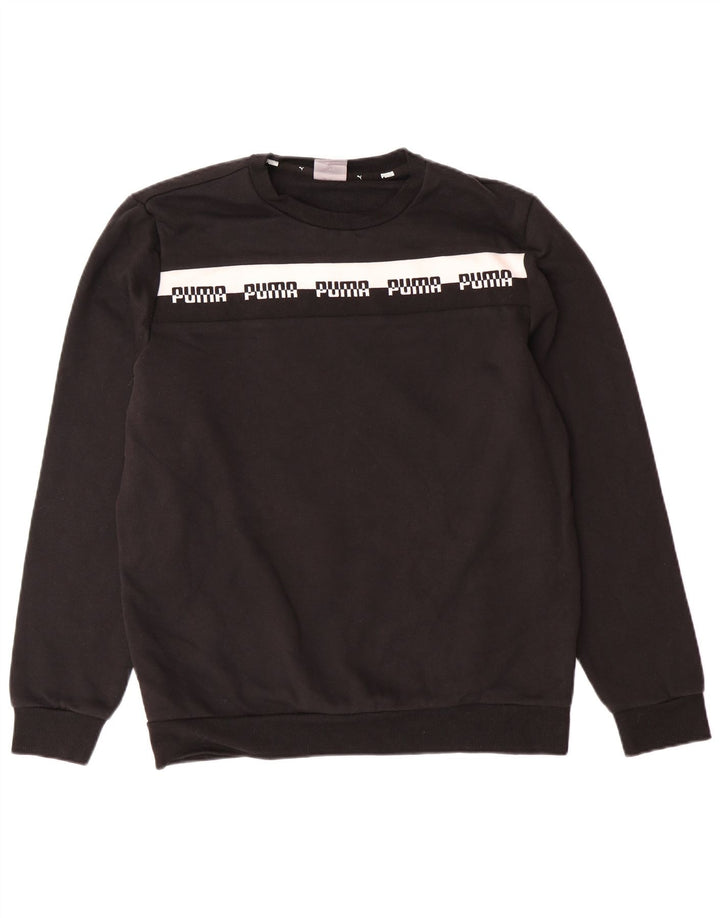 PUMA Mens Graphic Sweatshirt Jumper Medium Black Colourblock Cotton