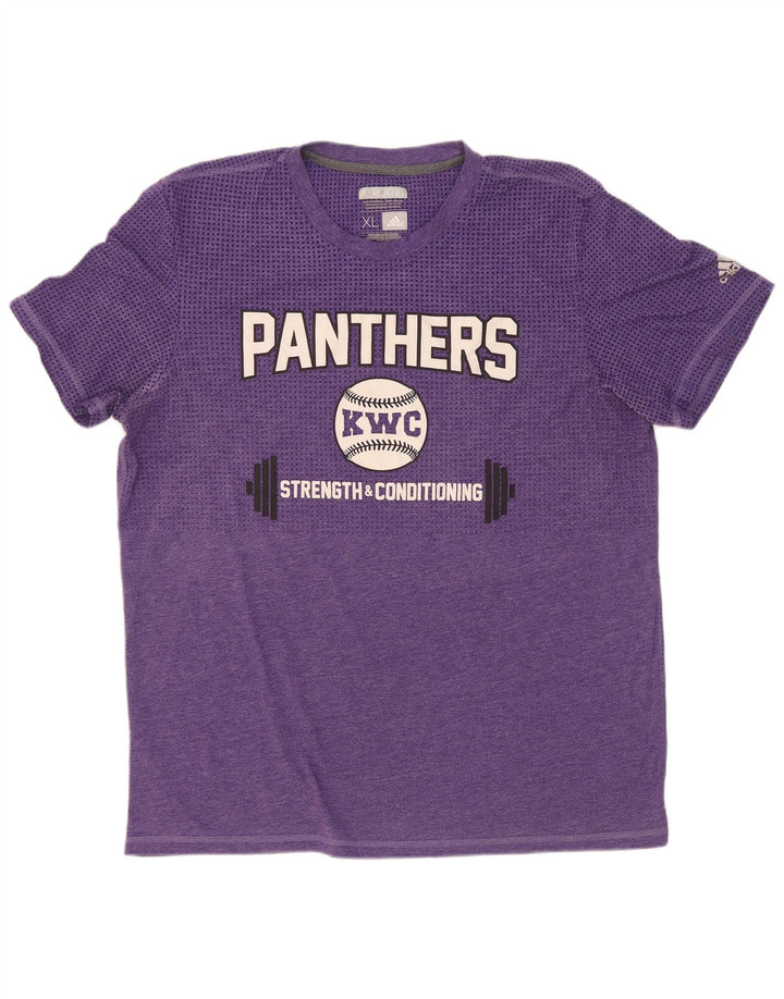 Adidas Mens Panthers Graphic T-Shirt Top XL Purple Polyester
