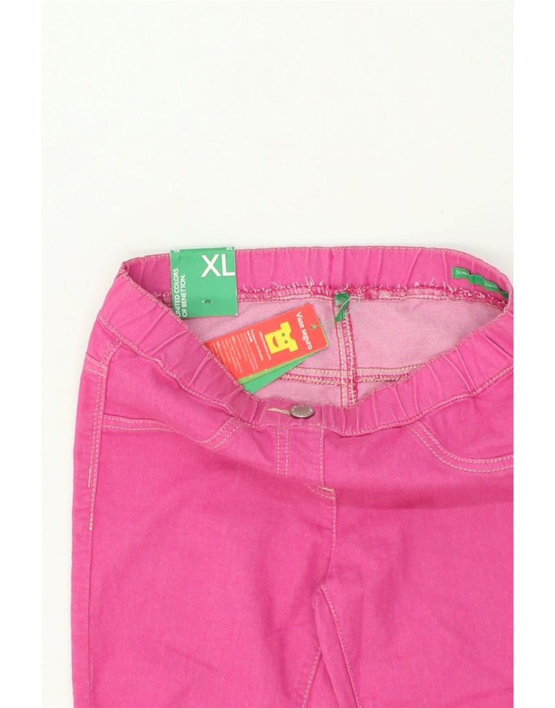 BENETTON Girls Skinny Jegging Jeans 10-11 Years XL W26 L26  Pink Polyester | Vintage Benetton | Thrift | Second-Hand Benetton | Used Clothing | Messina Hembry 