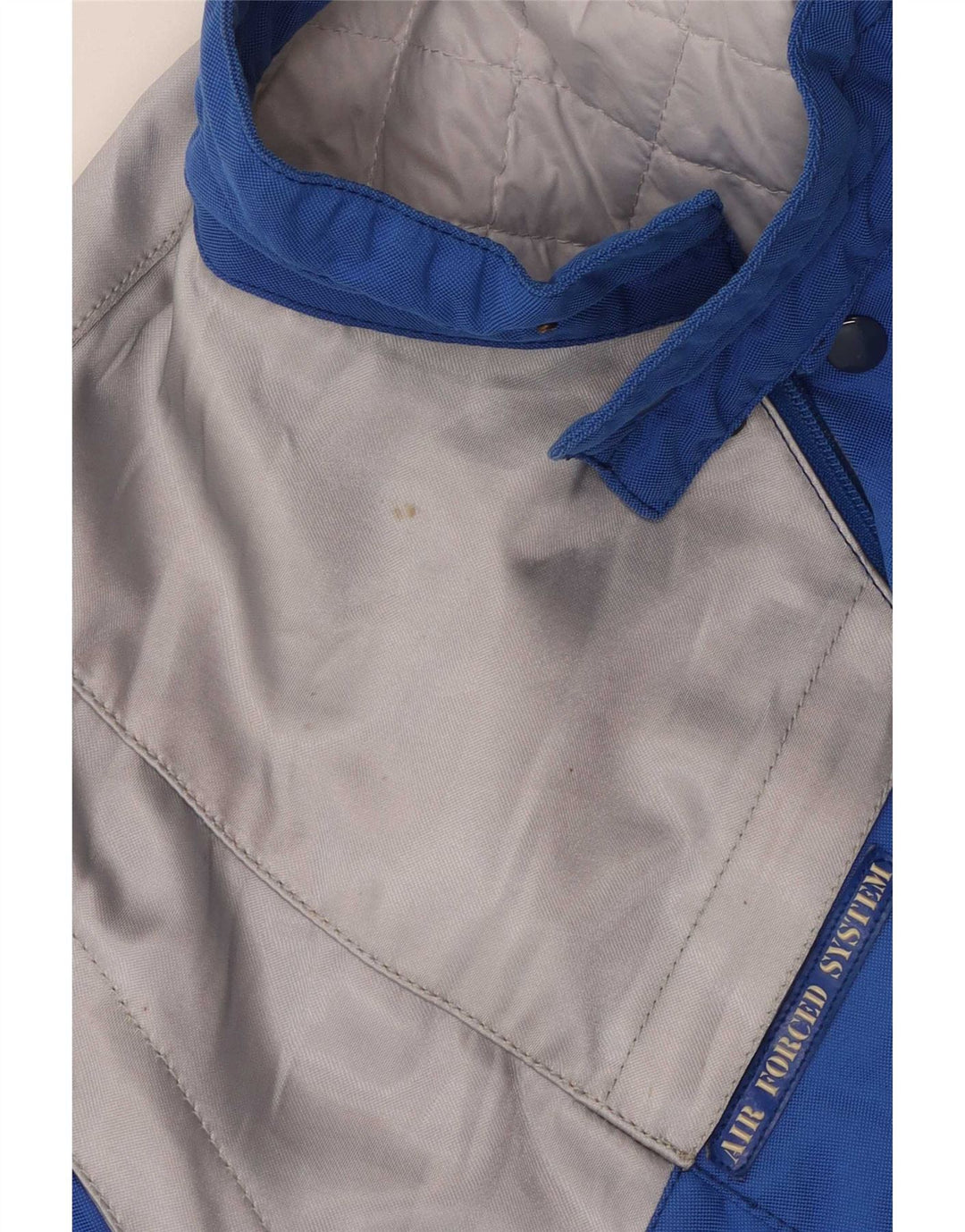 Clover Mens Graphic Racer Jacket UK 40 Large Blue Colourblock Polyamide