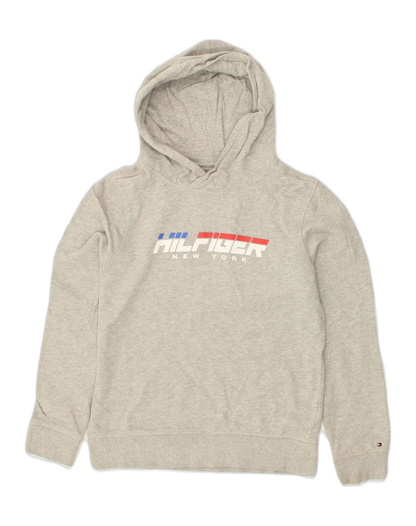 TOMMY HILFIGER Boys Graphic Hoodie Jumper 11-12 Years Grey Cotton | Vintage Tommy Hilfiger | Thrift | Second-Hand Tommy Hilfiger | Used Clothing | Messina Hembry 