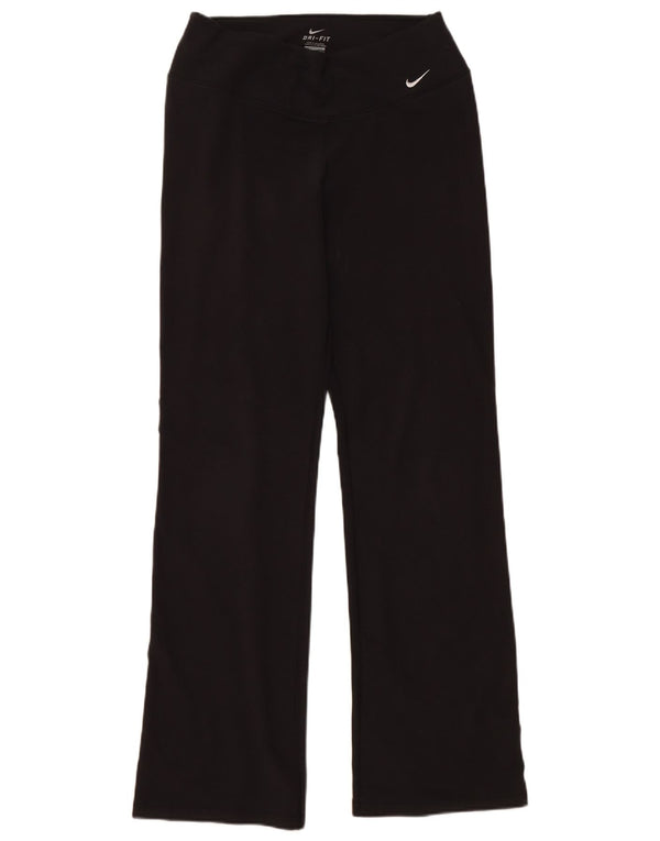 Nike Womens Dri Fit Tracksuit Trousers UK 14 Medium Black Cotton