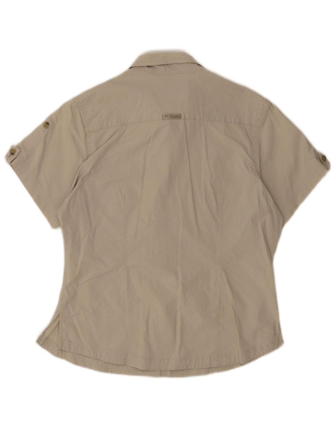 Columbia Womens Short Sleeve Shirt UK 14 Medium Beige Cotton