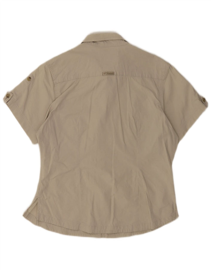 Columbia Womens Short Sleeve Shirt UK 14 Medium Beige Cotton