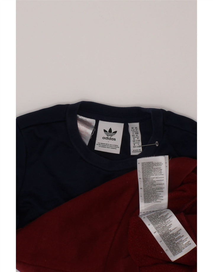 ADIDAS Boys Graphic Sweatshirt Jumper 3-4 Years Maroon Colourblock Cotton