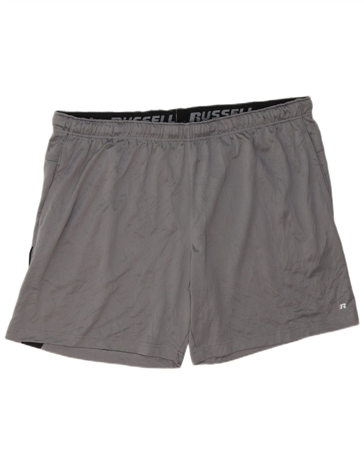 RUSSELL ATHLETIC Mens Sport Shorts 3XL Grey Colourblock Polyester