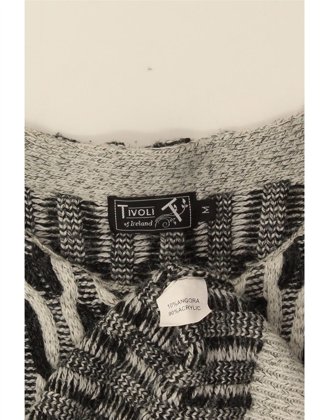 Tivoli Womens Oversized Open Cardigan Sweater UK 14 Medium Grey Geometric