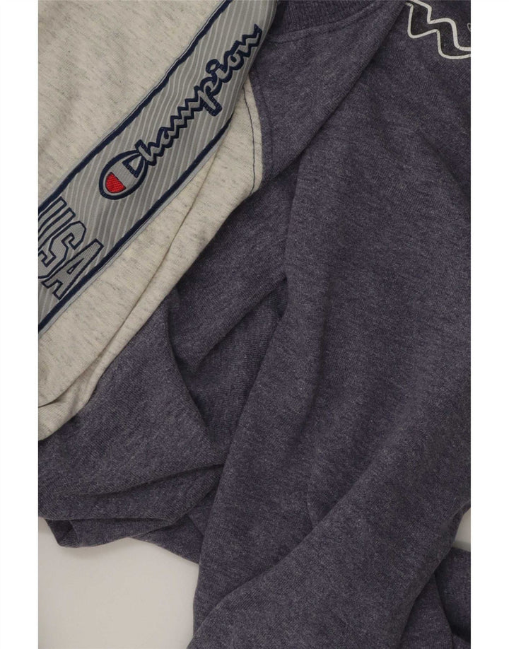 Champion Mens Graphic T-Shirt Top Large Blue Colourblock