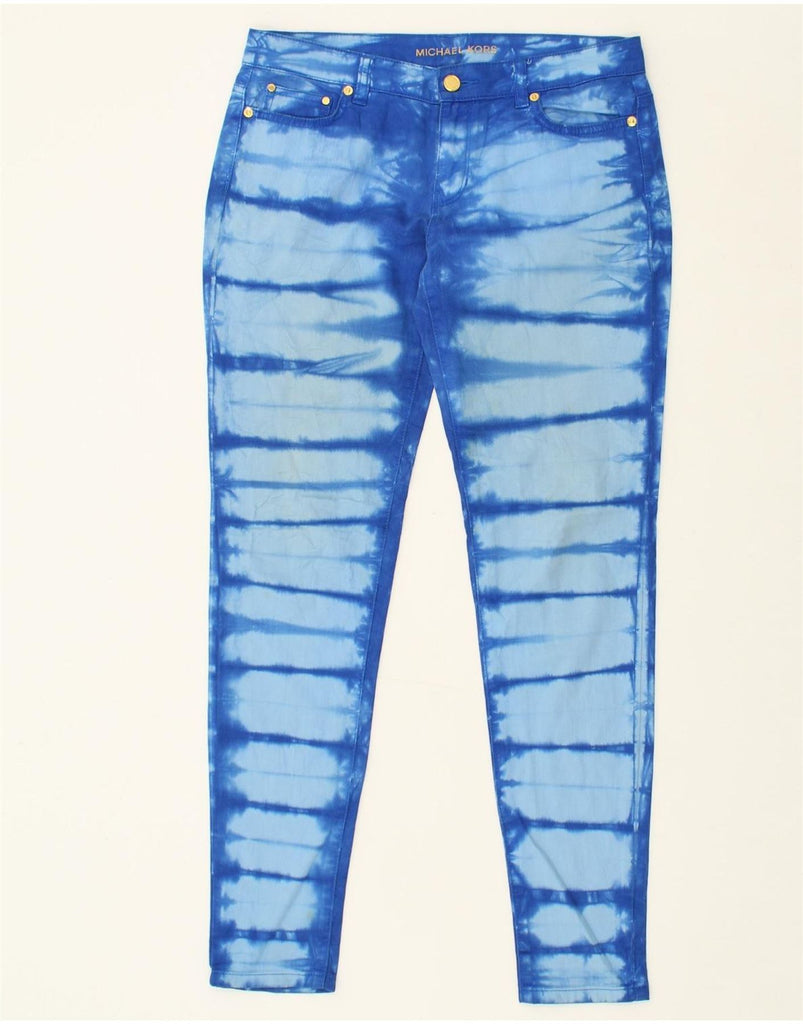 MICHAEL KORS Womens Skinny Jeans US 4 Small W32 L30 Blue Tie Dye Cotton | Vintage Michael Kors | Thrift | Second-Hand Michael Kors | Used Clothing | Messina Hembry 