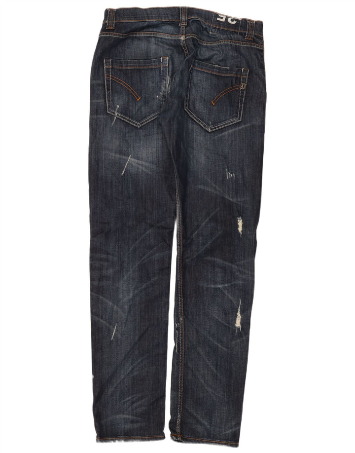Dondup Mens Distressed Straight Jeans W34 L33 Blue