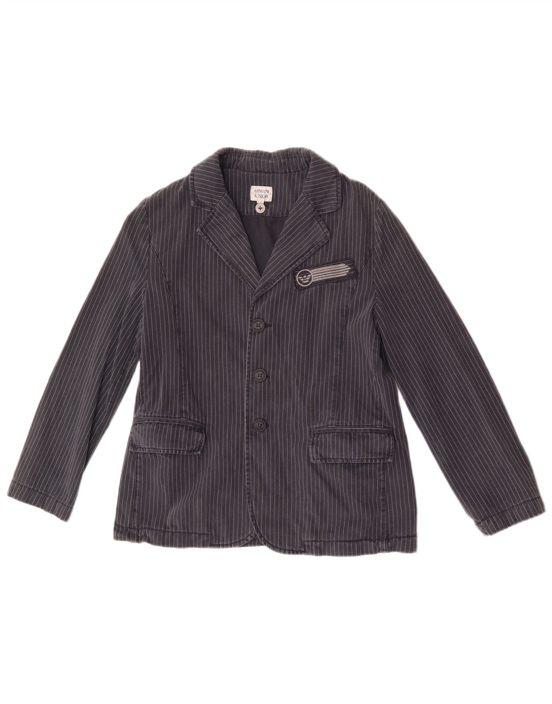 Armani Junior Boys 3 Button Blazer Jacket 9-10 Years Navy Blue Striped