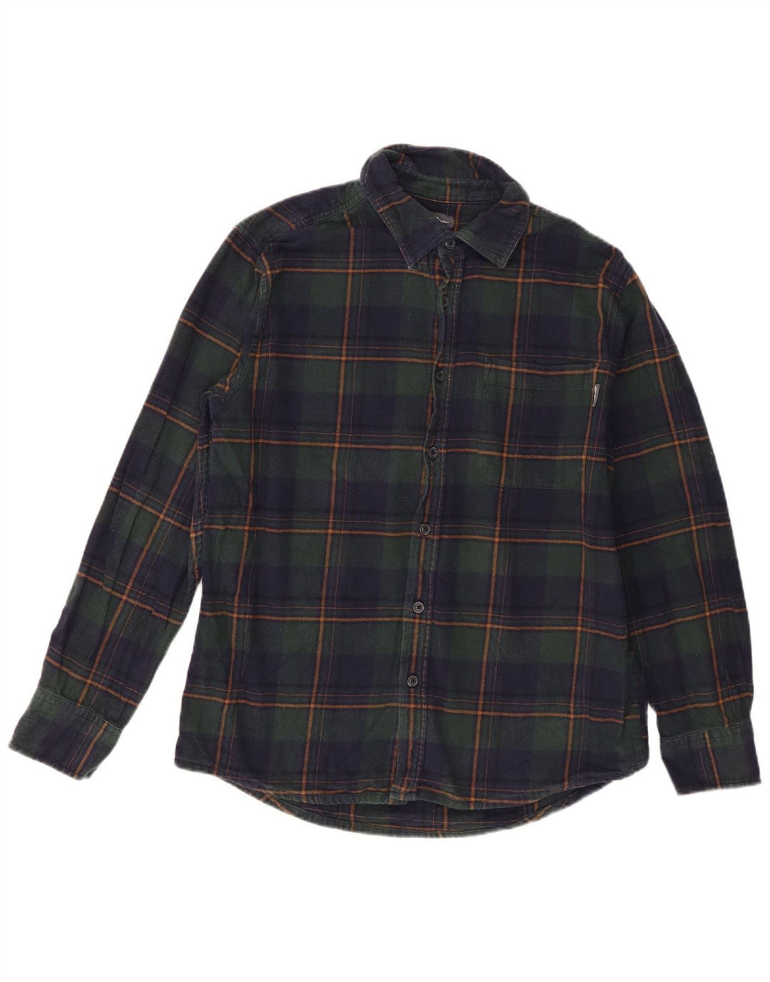 Eddie Bauer Mens Flannel Shirt Medium Navy Blue Check Cotton