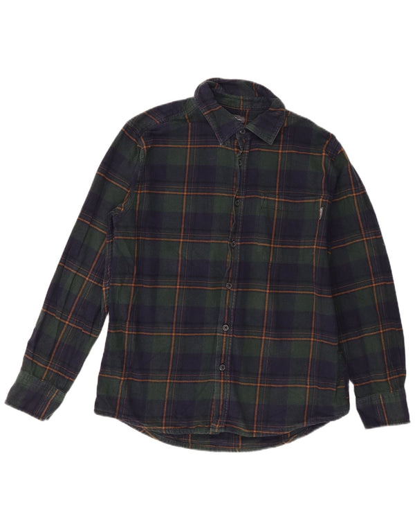 Eddie Bauer Mens Flannel Shirt Medium Navy Blue Check Cotton