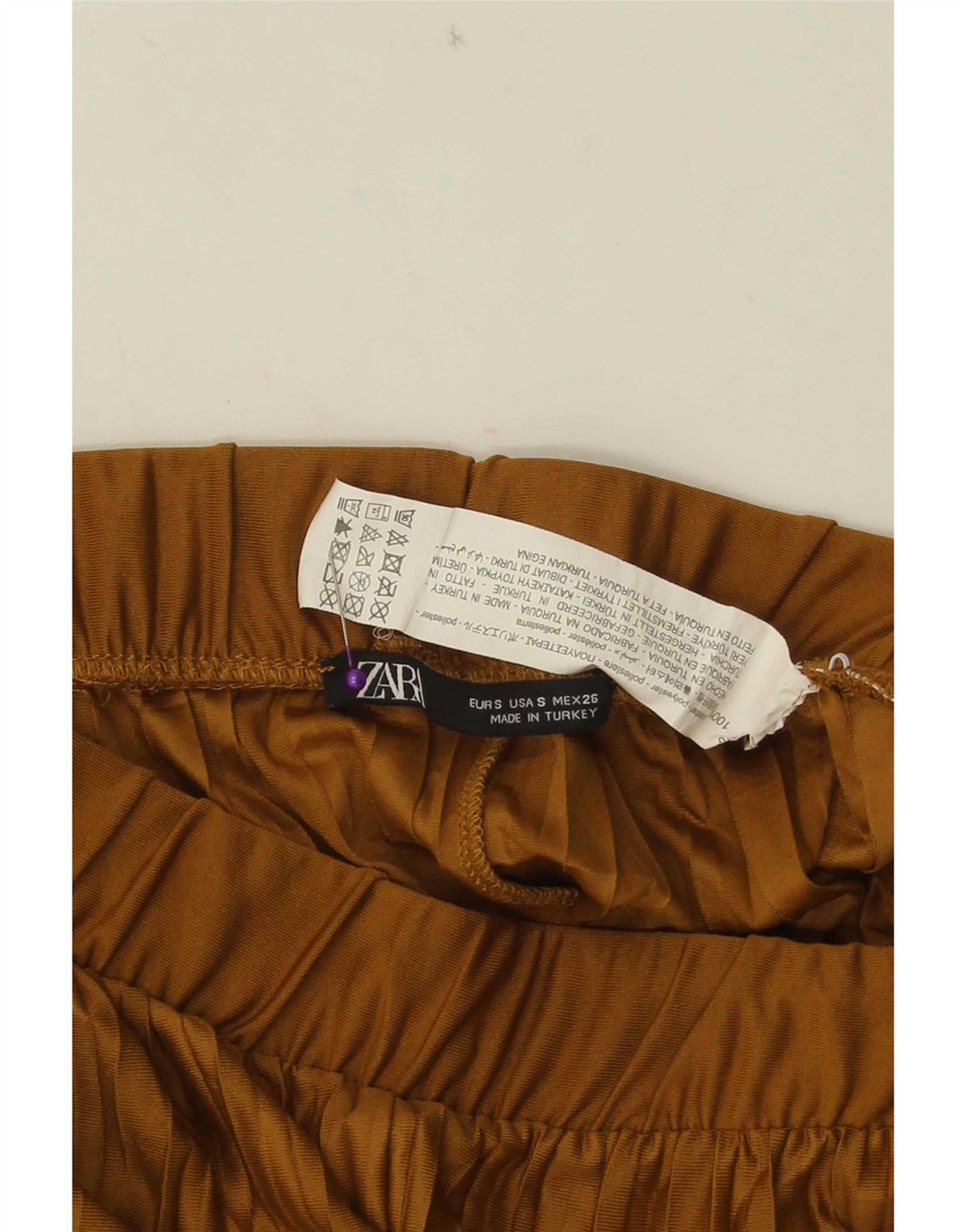 Zara Womens Wide Leg Cropped Trousers Small W26 L23 Beige Polyester