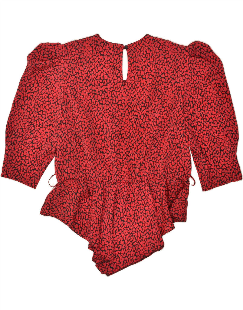 VINTAGE Womens 3/4 Sleeve Asymmetric Blouse Top UK 16 Large Red Spotted | Vintage Vintage | Thrift | Second-Hand Vintage | Used Clothing | Messina Hembry 
