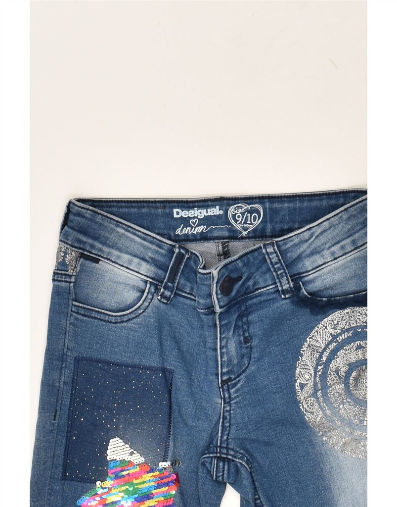 DESIGUAL Girls Slim Jeans 9-10 Years W22 L24  Blue Patchwork Cotton | Vintage Desigual | Thrift | Second-Hand Desigual | Used Clothing | Messina Hembry 