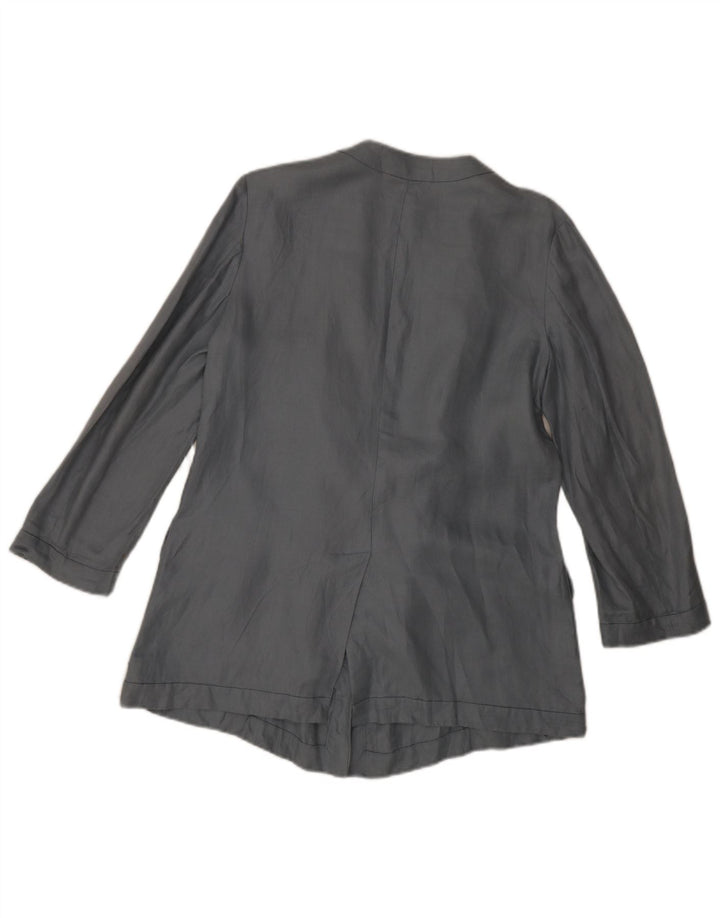 Emporio Armani Womens Blazer Jacket IT 42 Medium Blue Linen