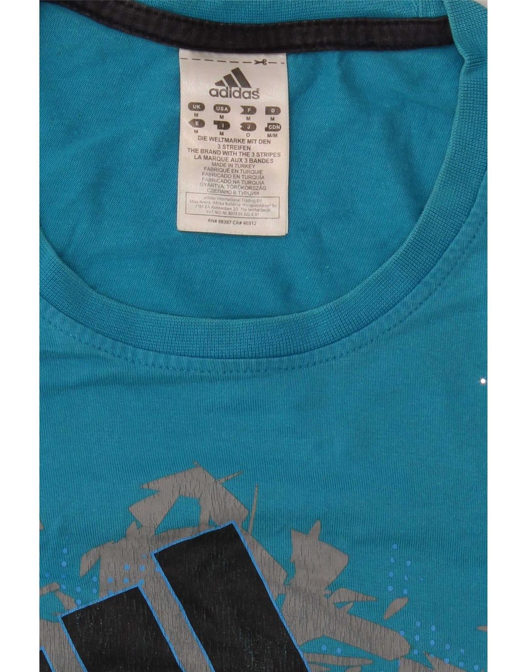 Adidas Mens Graphic T-Shirt Top Medium Blue Cotton