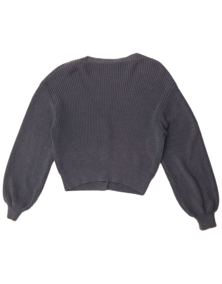 Zara Womens Crop Cardigan Sweater UK 14 Medium Navy Blue
