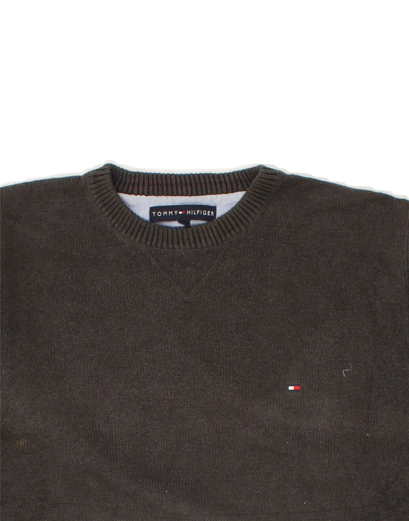 TOMMY HILFIGER Mens Crew Neck Jumper Sweater Medium Grey Cotton | Vintage Tommy Hilfiger | Thrift | Second-Hand Tommy Hilfiger | Used Clothing | Messina Hembry 