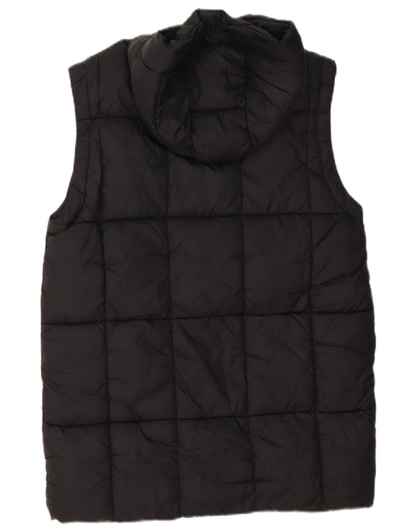Zara Girls Longline Hooded Padded Gilet 11-12 Years Black Polyamide