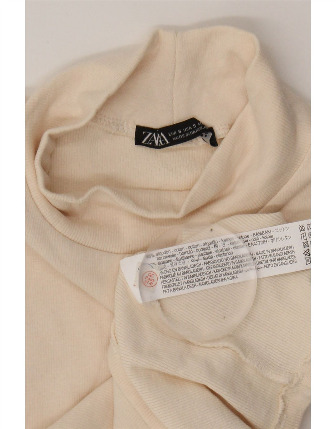 ZARA Womens Sleeveless Crop Top UK 8 Small Beige Cotton Vintage Zara and Second-Hand Zara from Messina Hembry 