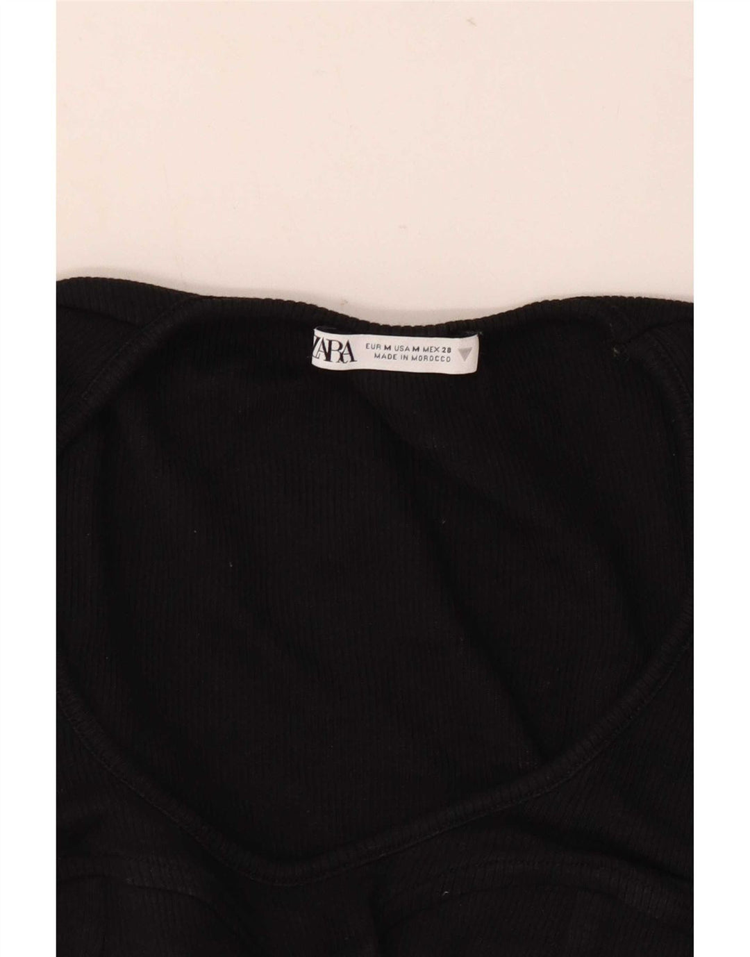Zara Womens Crop Top Long Sleeve UK 12 Medium Black
