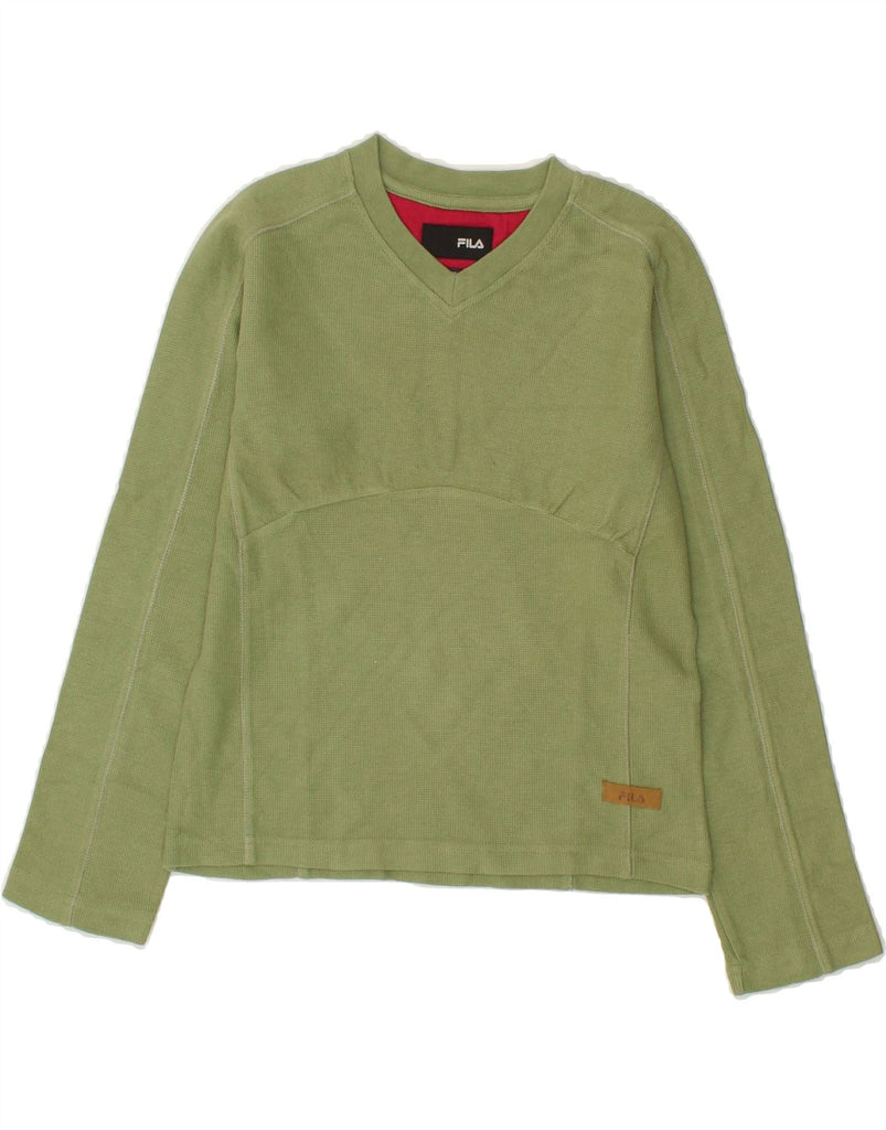 FILA Boys Sweatshirt Jumper 9-10 Years Medium  Green | Vintage Fila | Thrift | Second-Hand Fila | Used Clothing | Messina Hembry 