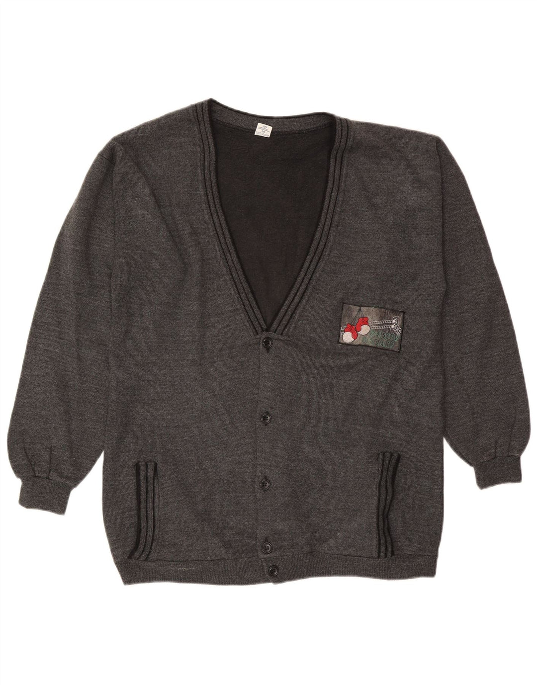 Vintage Mens Cardigan Sweater XL Grey Cotton