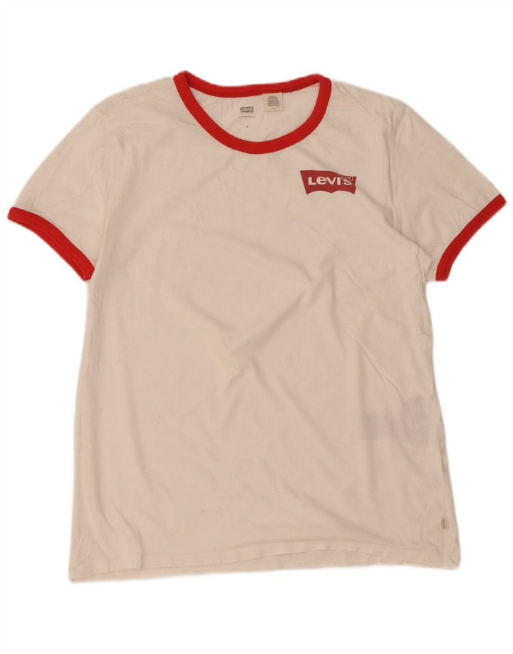 Levi's Womens T-Shirt Top UK 14 Medium White Colourblock Cotton