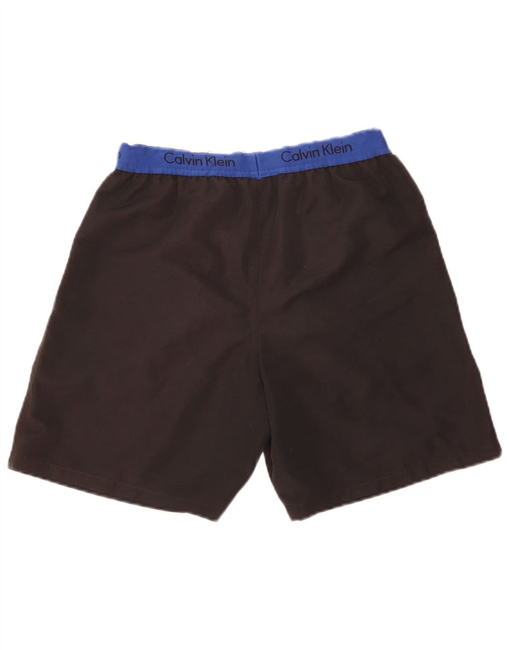 Calvin Klein Mens Graphic Swimming Shorts Small Black Colourblock Polyester