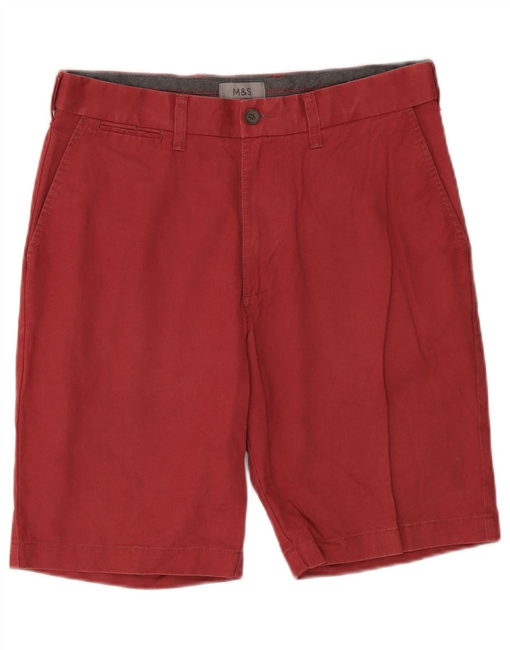 Marks & Spencer Mens Chino Shorts W30 Medium Burgundy Cotton