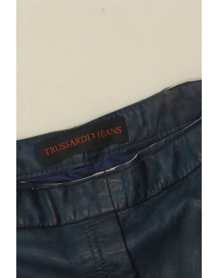 Trussardi Womens Leather Shorts W30 Medium Navy Blue