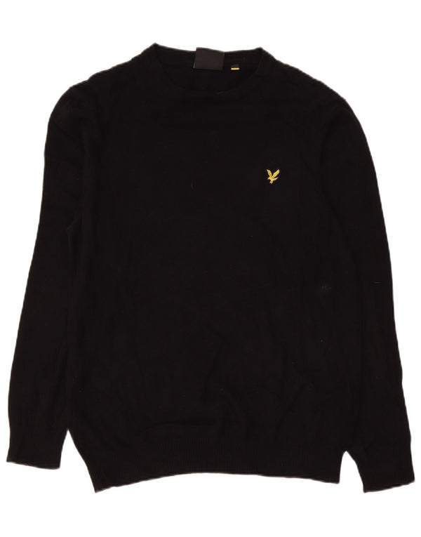 Lyle & Scott Mens Crew Neck Jumper Sweater Medium Black Cotton