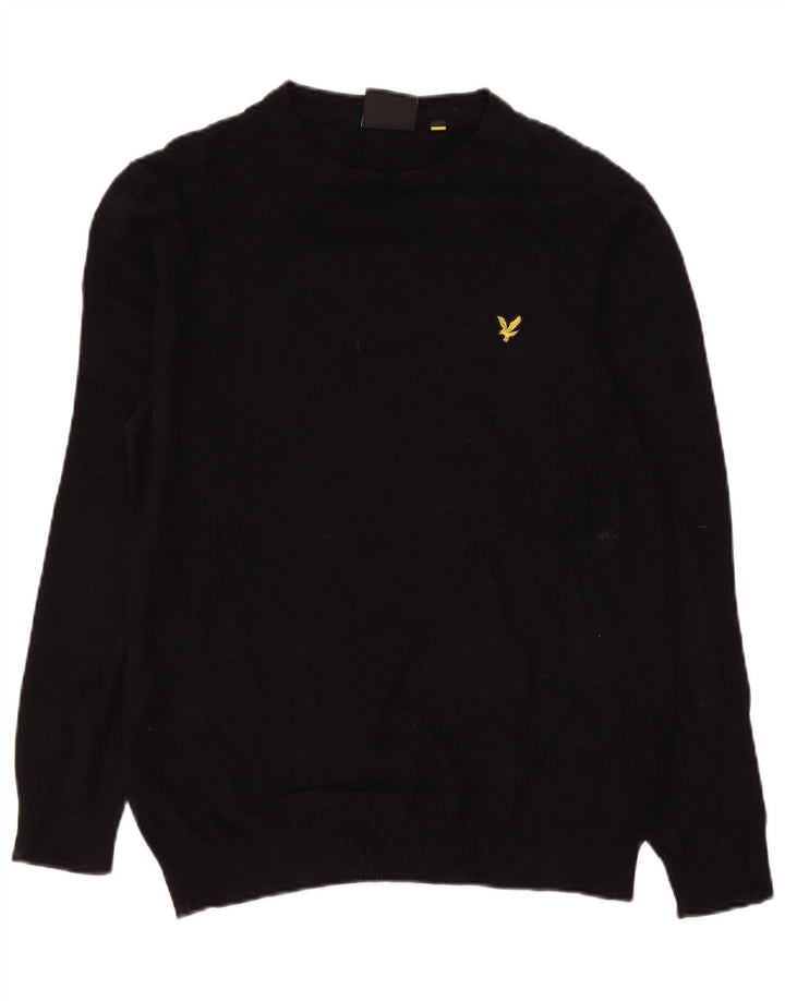 Lyle & Scott Mens Crew Neck Jumper Sweater Medium Black Cotton