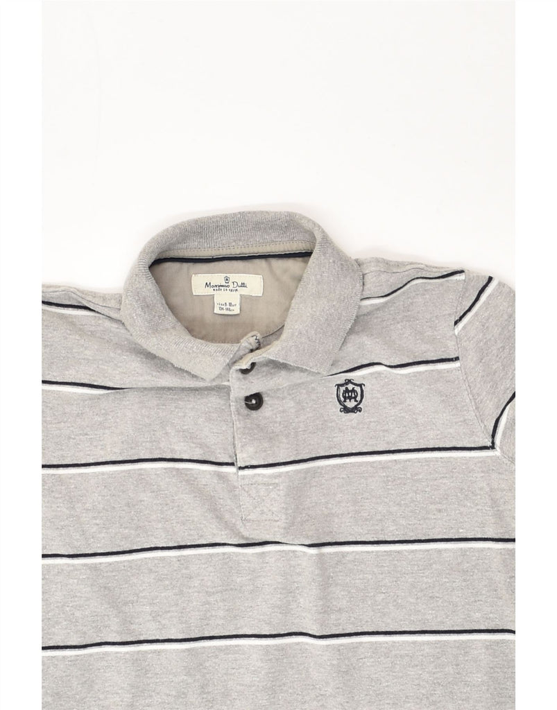 MASSIMO DUTTI Boys Polo Shirt 9-10 Years Grey Striped | Vintage Massimo Dutti | Thrift | Second-Hand Massimo Dutti | Used Clothing | Messina Hembry 