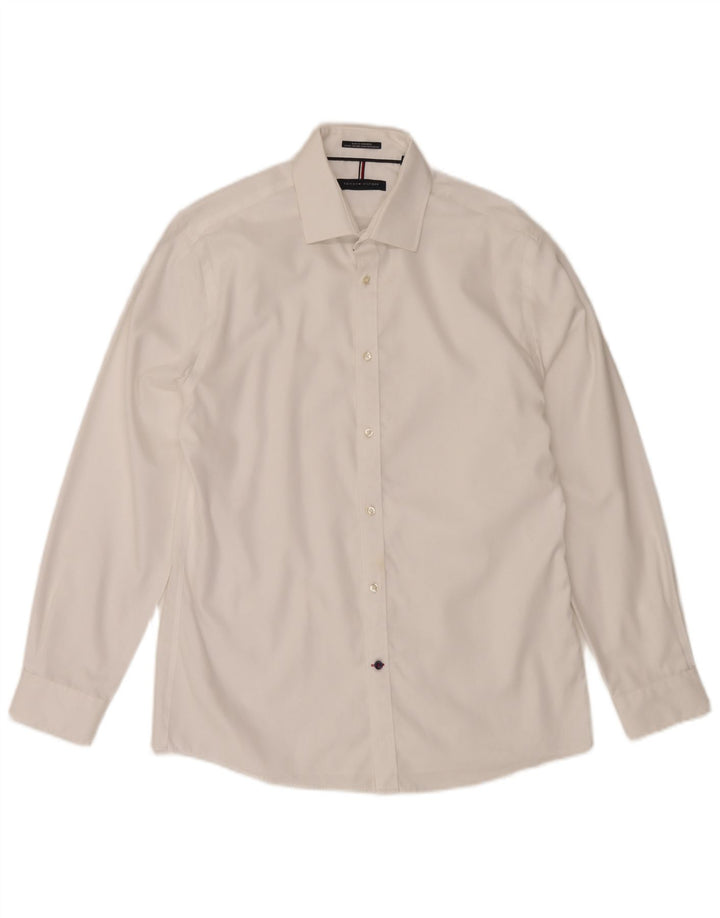 Tommy Hilfiger Mens Slim Fit Shirt Size 15 1/2 Medium White Cotton