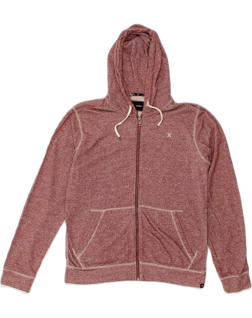 HURLEY Mens Zip Hoodie Sweater Small Burgundy Flecked Cotton | Vintage Hurley | Thrift | Second-Hand Hurley | Used Clothing | Messina Hembry 