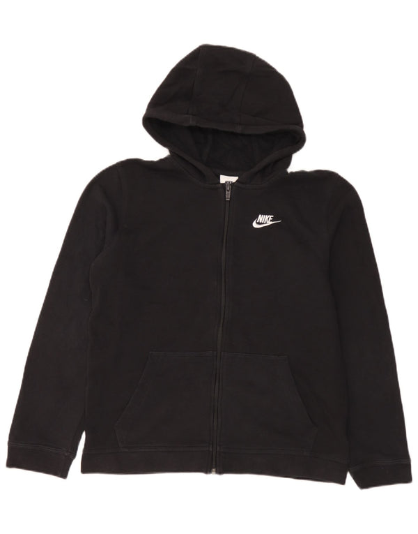 Nike Boys Zip Hoodie Sweater 13-14 Years XL Black Cotton