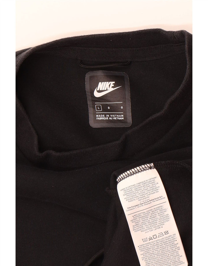 NIKE Mens Top Long Sleeve Large Black Cotton
