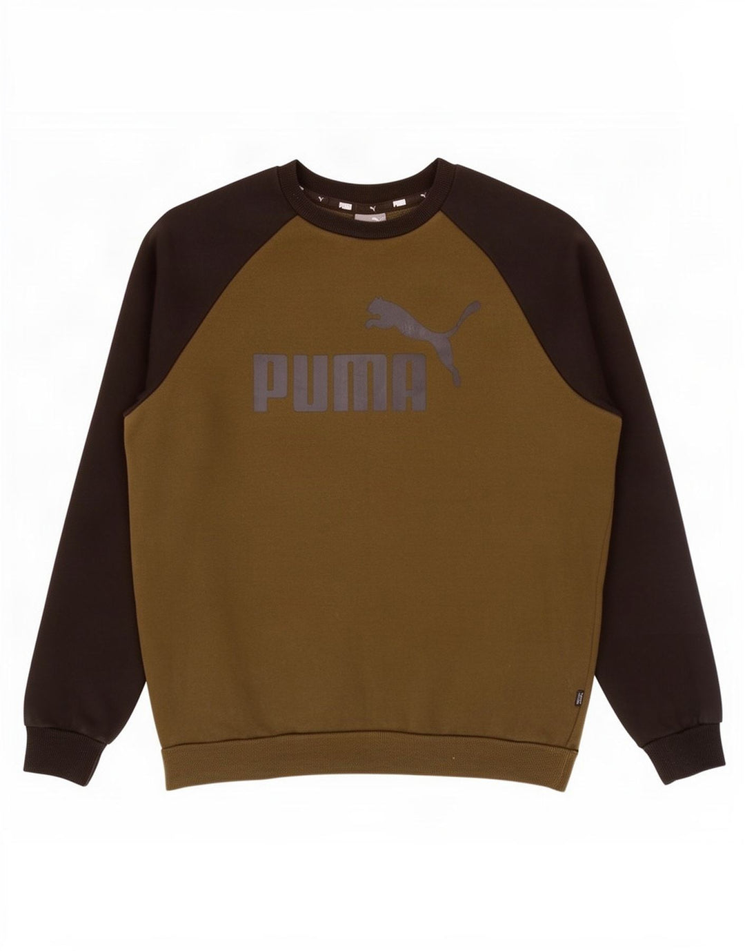 Puma Mens Graphic Sweatshirt Jumper Medium Khaki Colourblock Cotton