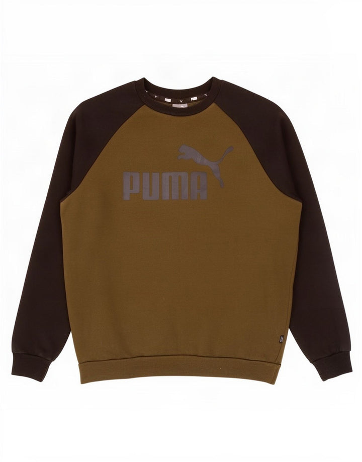 Puma Mens Graphic Sweatshirt Jumper Medium Khaki Colourblock Cotton