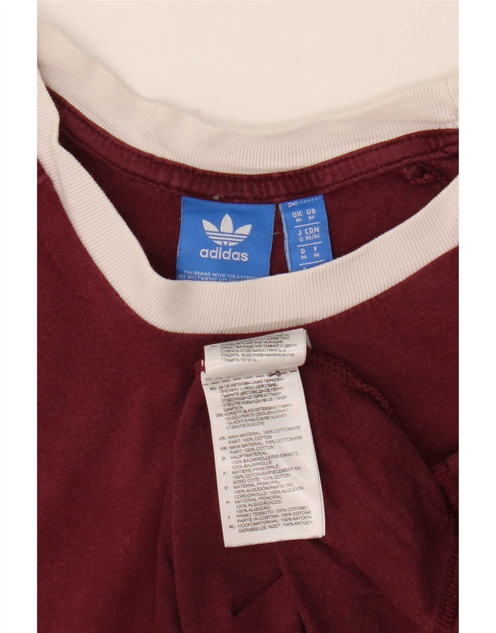 Adidas Mens T-Shirt Top Medium Burgundy Cotton