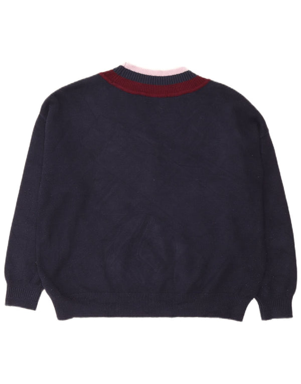 Marks & Spencer Womens V-Neck Jumper Sweater UK 16 Large Navy Blue